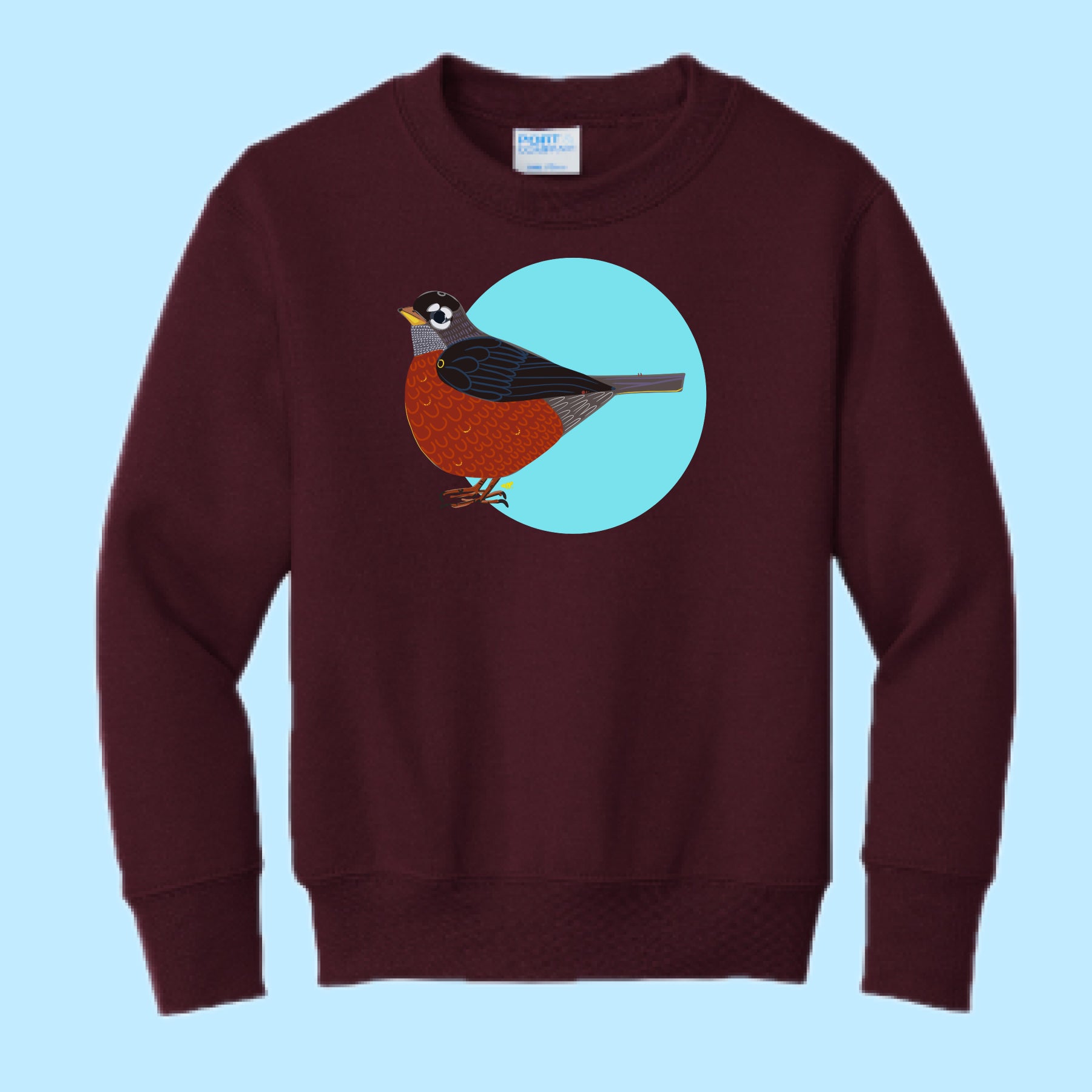 "Robin." Hand Pressed Graphic Art Sweatshirt (Youth)