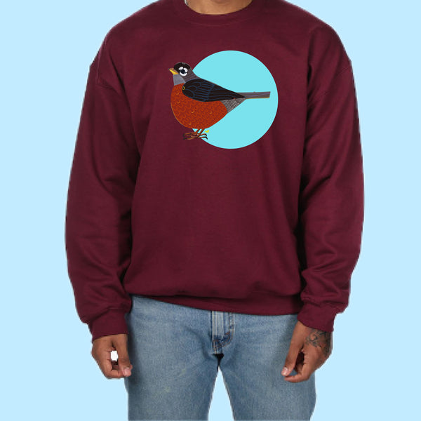 "Robin." Print Hand Pressed Graphic Art Sweatshirt