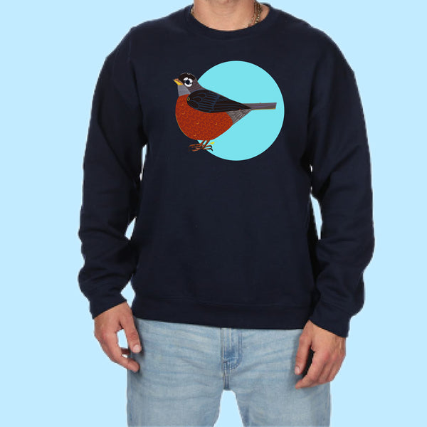 "Robin." Print Hand Pressed Graphic Art Sweatshirt