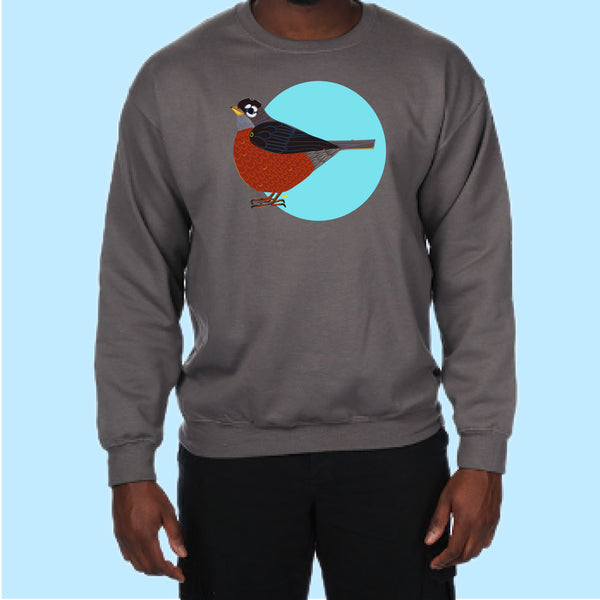 "Robin." Print Hand Pressed Graphic Art Sweatshirt
