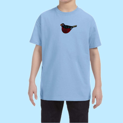 "Robin." Petit Cut Embroidered Patch T-shirt