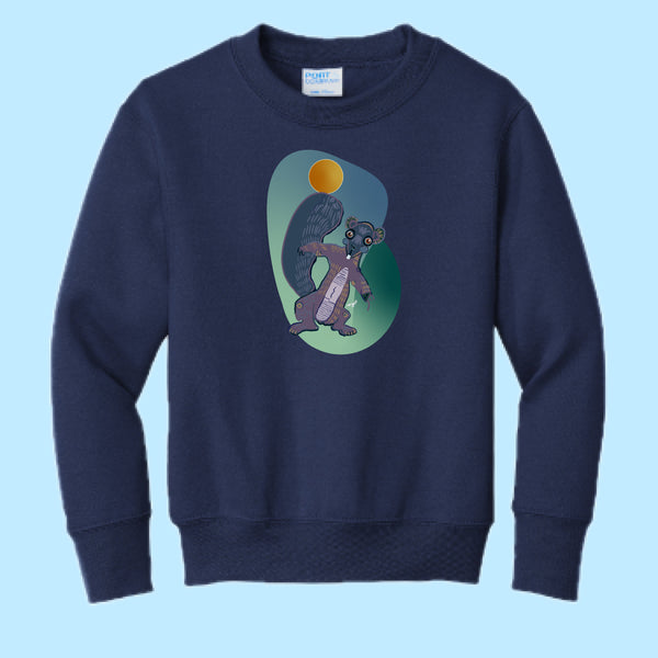 "Squirrely." Hand Pressed Graphic Art Sweatshirt (Youth)