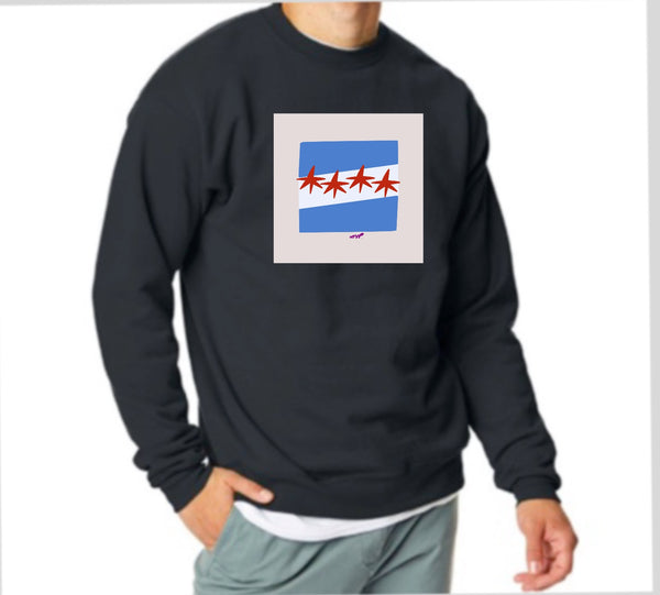 "Windy City" Hand Pressed Graphic Art Sweatshirt